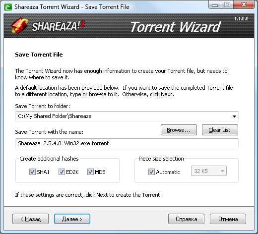 Saving torrent